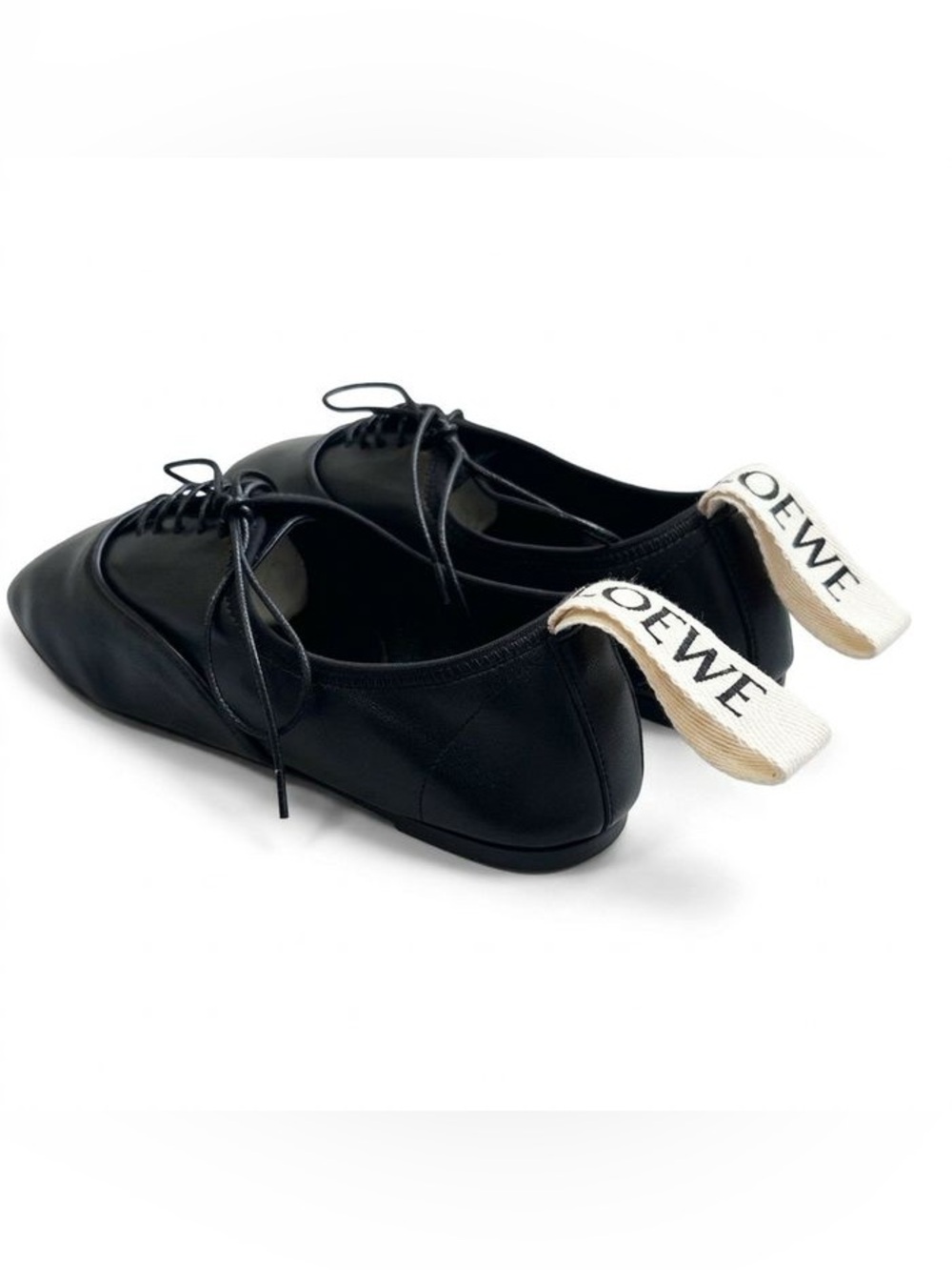 LOEWE LOGO TAB LACE UP BALLET FLATS